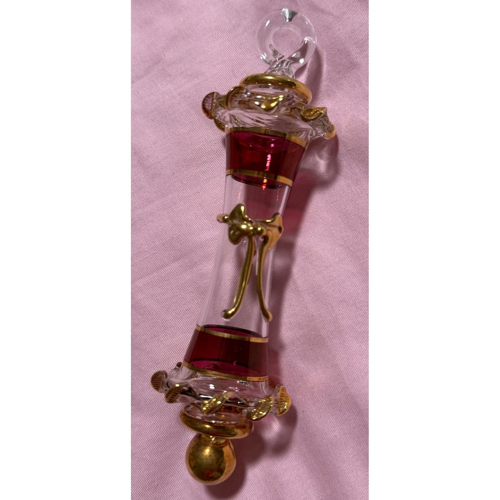 Kurt Adler Luxor Egyptian Glass Ornament Ruby Red Gold Gilded Hand Blown 5.5"